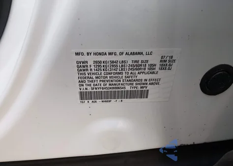 2019 Honda Pilot Ex-L from USA, damaged, VIN 5FNYF6H53KB006545